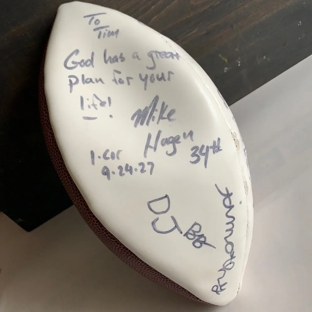 2005 NFC Champions Seahawks football with signatures read below